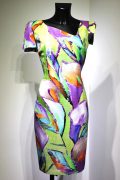 Sommerkleid bunt, Frühlingskleid, buntes Kleid, Kleid asymmetrisch geschnitten, bunt, Frühlingskleid, Etuikleid, Designermode, Fruehlingsmode,
